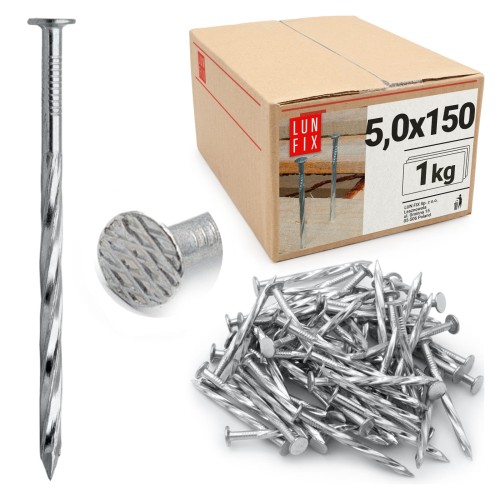 Gwoździe skręcane 5x150 mm 6 cali ocynkowane 1kg