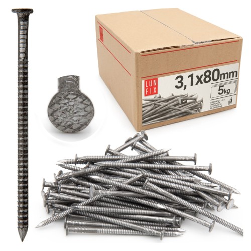 Gwoździe pierścieniowe 3,1x80 mm 3 cale ciesielskie czarne 5kg