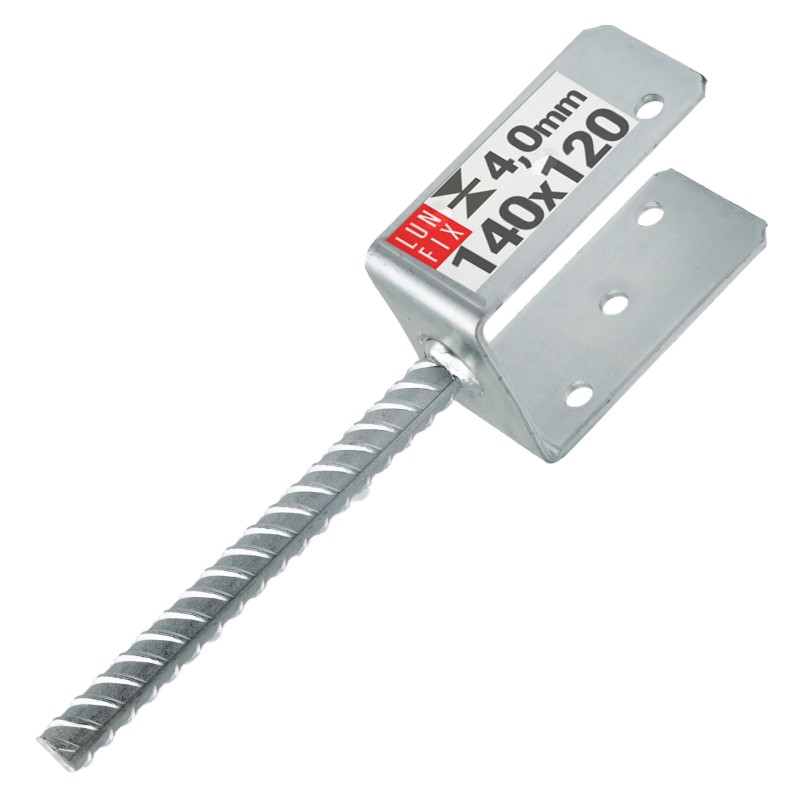 Podstawa słupa do wmurowania 140 mm kotwa z prętem do betonu