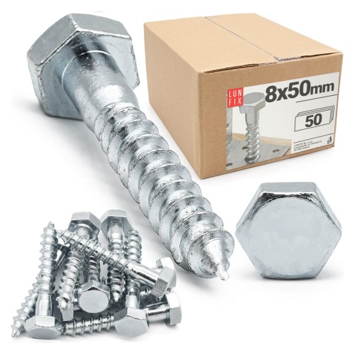 Wkręty do drewna z łbem sześciokątnym 8x50 ocynk DIN571 50szt