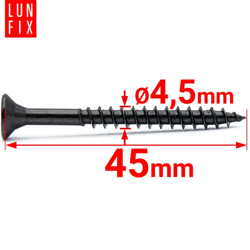 Wkręty uniwersalne 4,5x45 hartowane ocynkowane na czarno 20szt