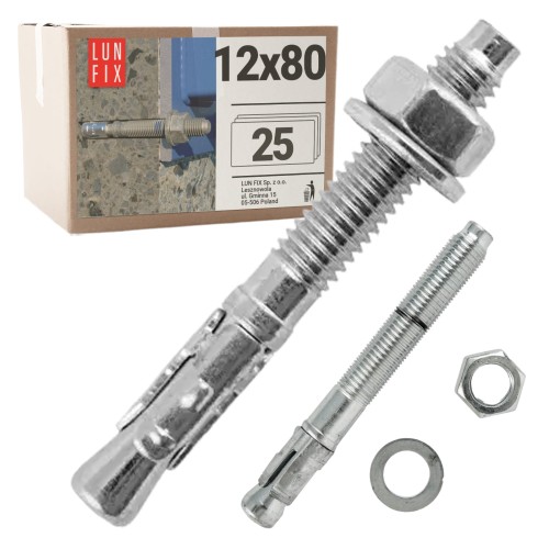 Kotwa ekspresowa do betonu M12 80mm pierścieniowa rozprężana 25szt.