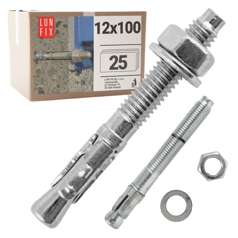 Kotwa ekspresowa do betonu M12 100mm pierścieniowa rozprężana 25szt.