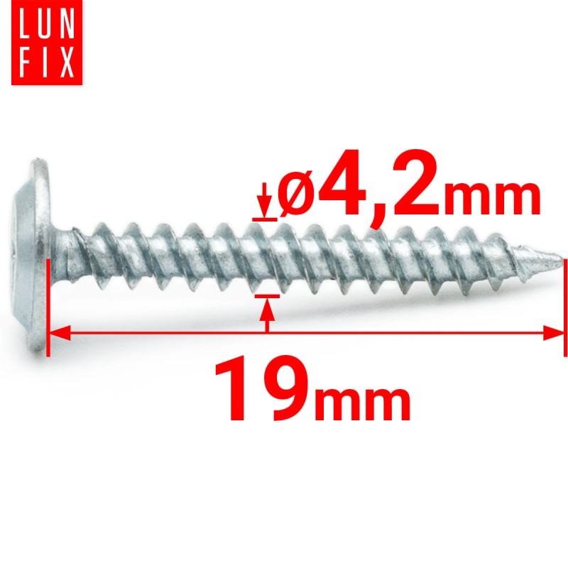 Wkręty samogwintujące 4,2x19mm z łbem podkładkowym do metalu WPC 1000szt.