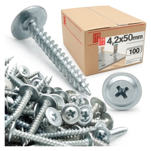 Wkręty samogwintujące 4,2x50mm z łbem podkładkowym do metalu WPC 100szt.