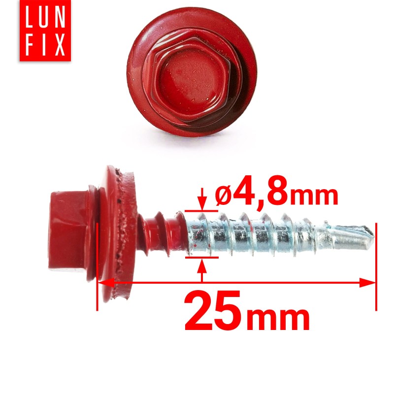 Wkręty farmerskie 4,8x25 samowiercące farmery czerwone 250szt.