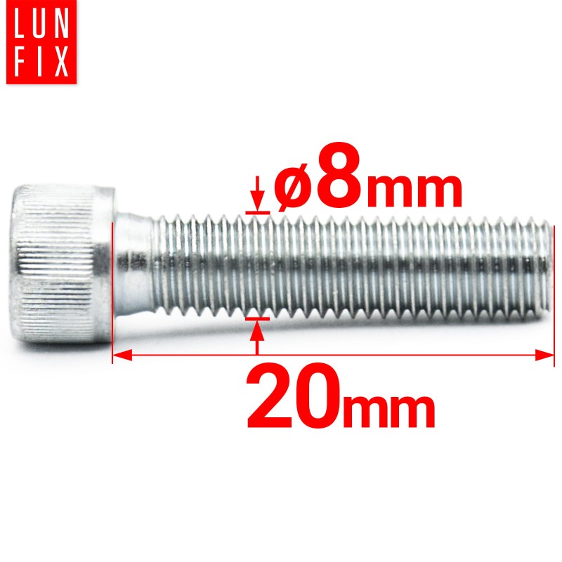 Śruby imbusowe M8x20 ocynkowane DIN912 klasa 8.8 20szt