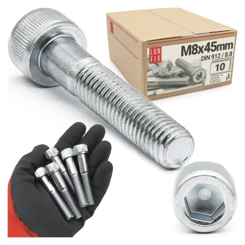 Śruby imbusowe M8x45 ocynkowane DIN912 klasa 8.8 10szt