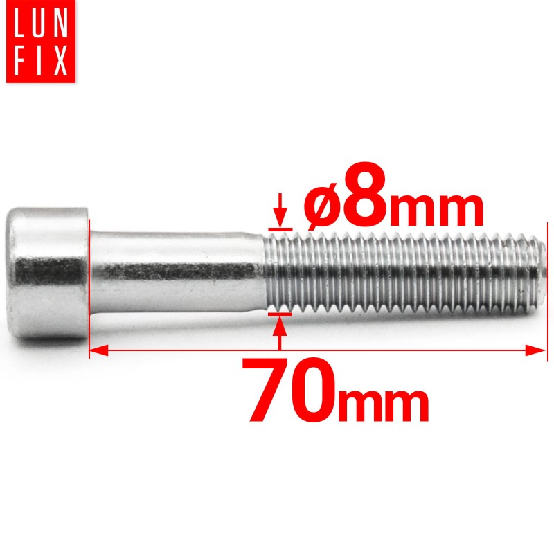 Śruby imbusowe M8x70 ocynkowane DIN912 klasa 8.8 10szt
