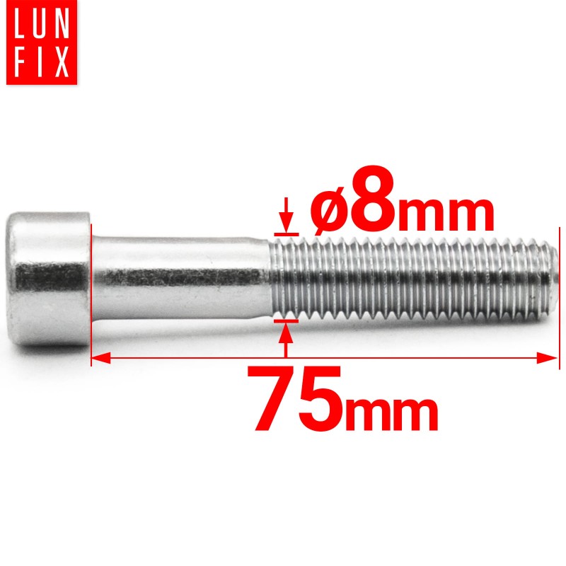 Śruby imbusowe M8x75 ocynkowane DIN912 klasa 8.8 10szt