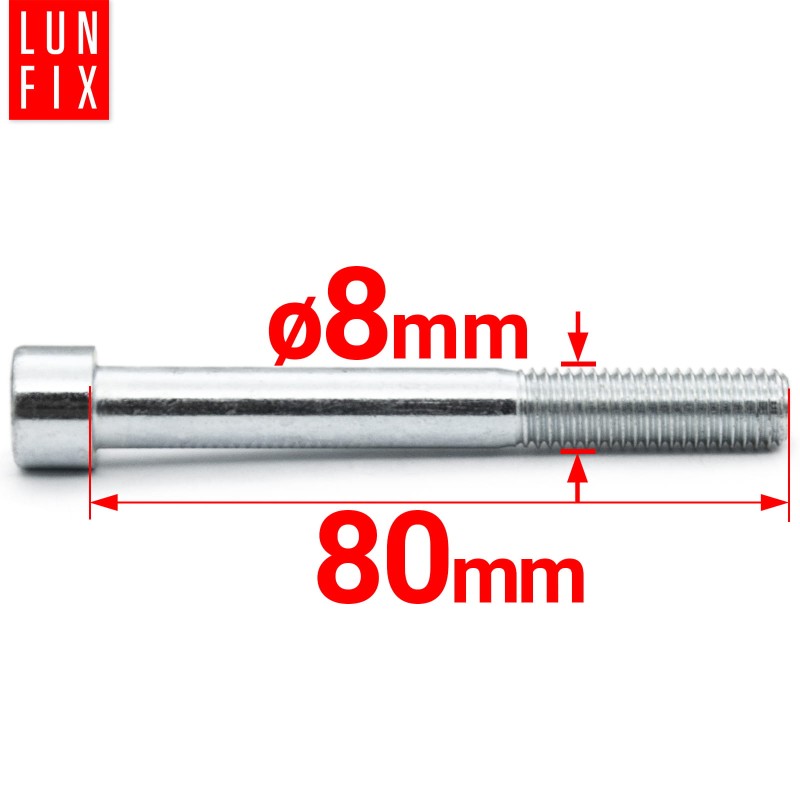 Śruby imbusowe M8x80 ocynkowane DIN912 klasa 8.8 10szt