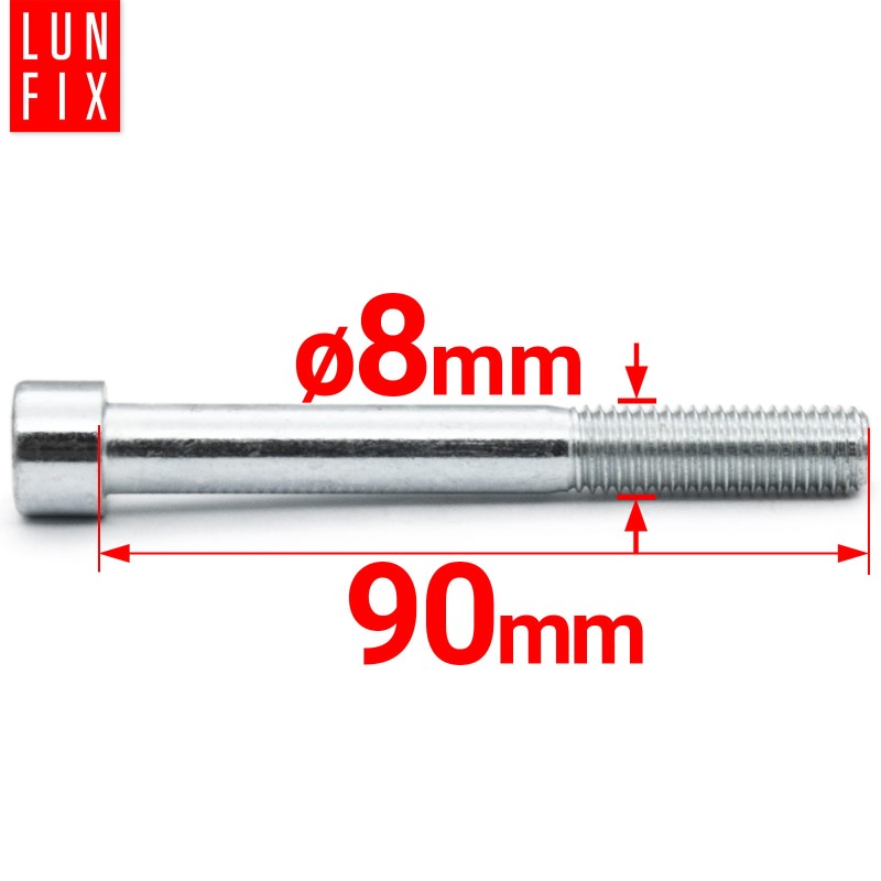 Śruby imbusowe M8x90 ocynkowane DIN912 klasa 8.8 10szt