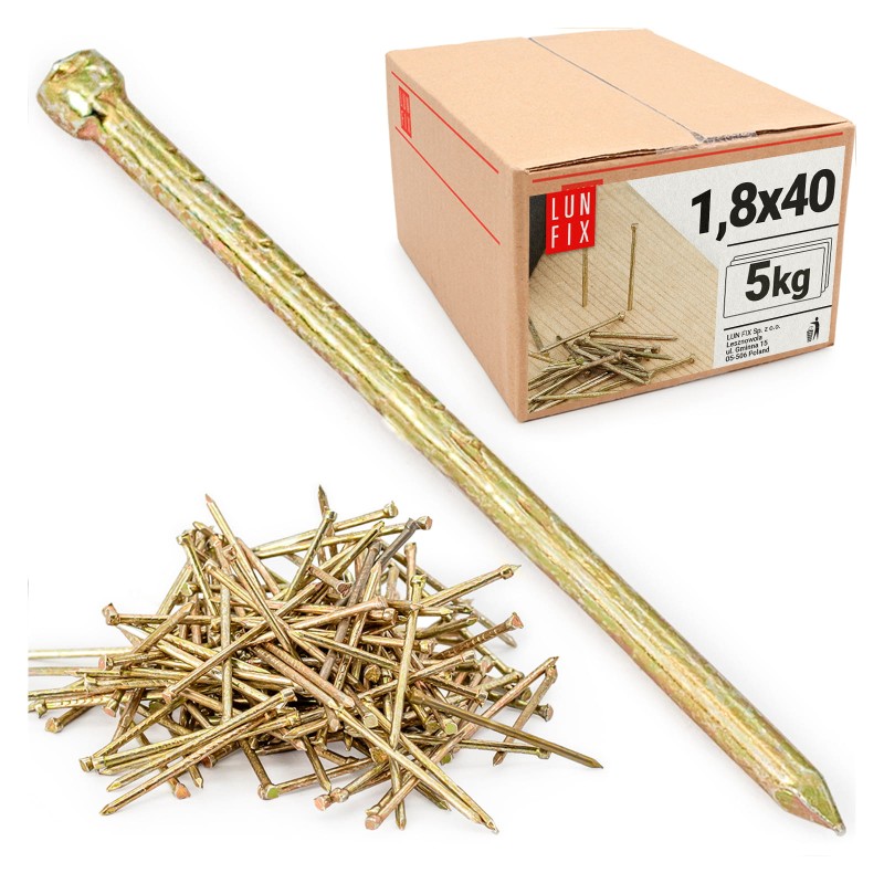 Gwoździe stolarskie 1,8x40mm żółte ocynkowane DIN1152 5kg