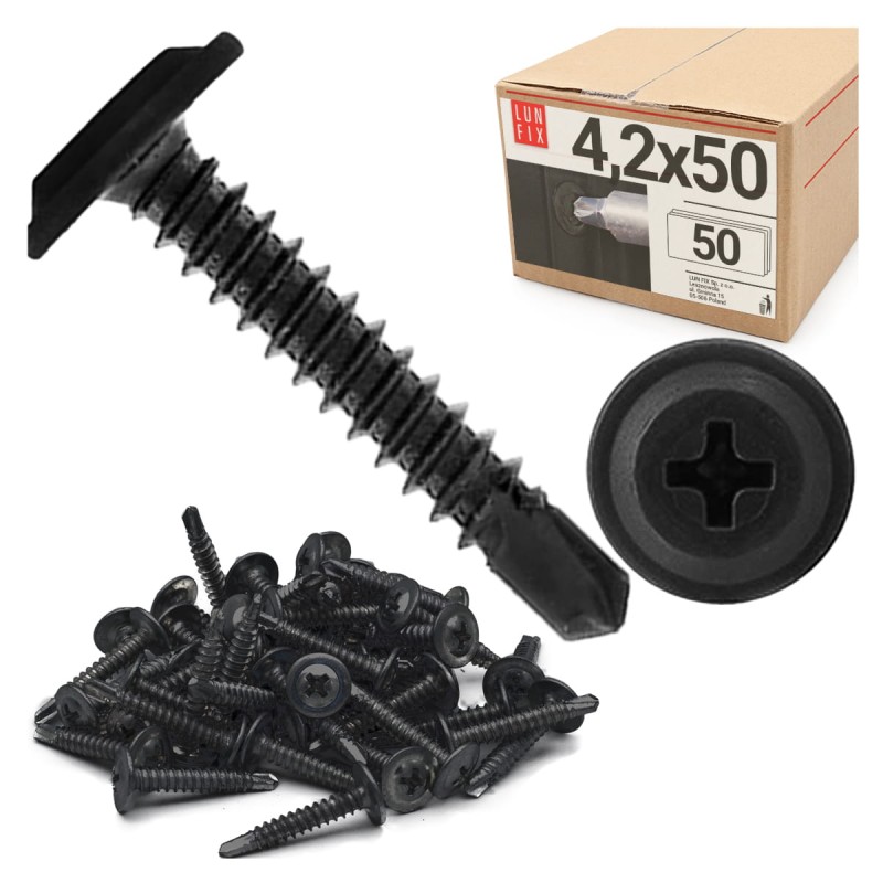 Wkręty samowiercące do metalu 4,2x50 fosfatowane 50szt.
