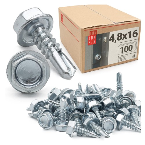 Wkręty samowiercące 4,8x16 łeb 6-kątny DIN7504 ocynk 100szt.