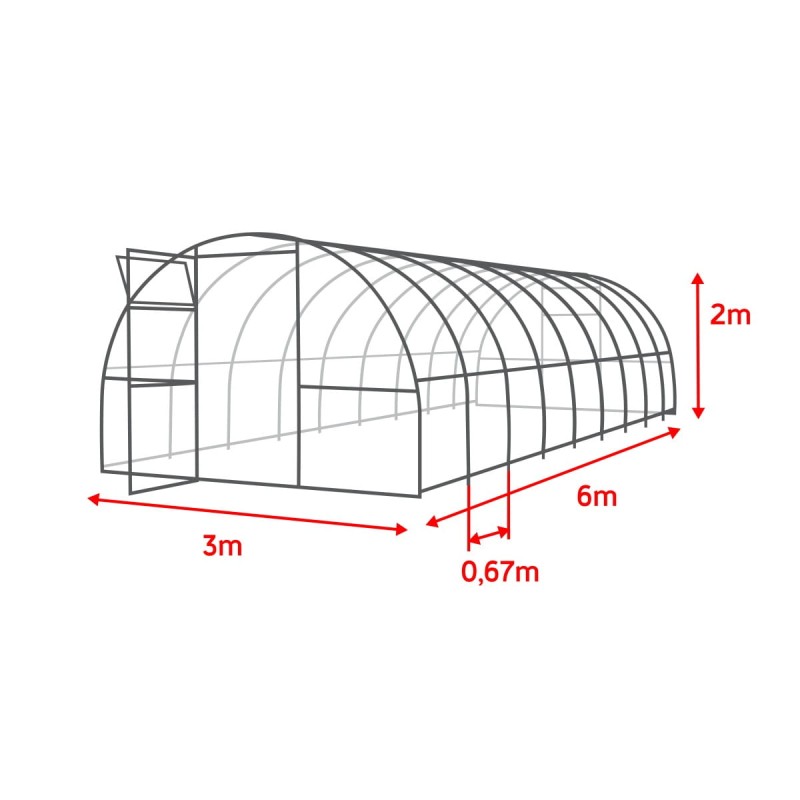 Szklarnia z poliwęglanu 3x10 m "tunel" profil 20x20 mm grubość 6 mm