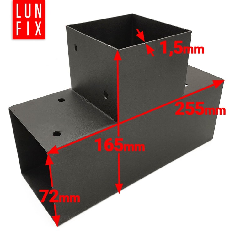 Zestaw łącznik kantówki 7x7cm kształt T z wkrętami 8x40 mm