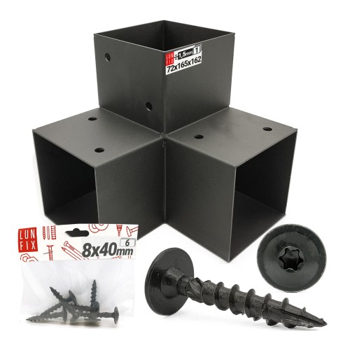 Zestaw łącznik kantówki 7x7cm kształt Y z wkrętami 8x40 mm