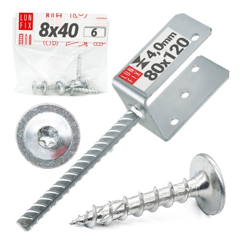 Zestaw podstawa słupa z prętem 80 mm + wkręty