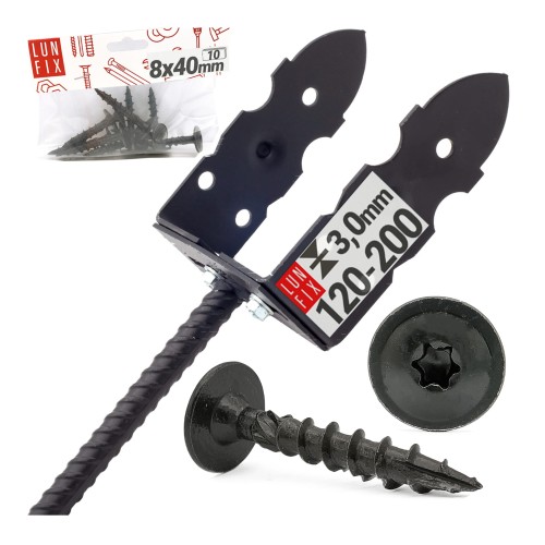 Zestaw podstawa słupa regulowana z prętem + wkręty