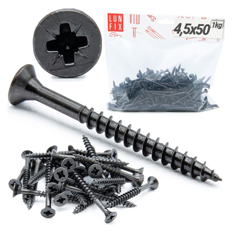 Wkręty uniwersalne 4,5x50 hartowane ocynkowane na czarno 1kg