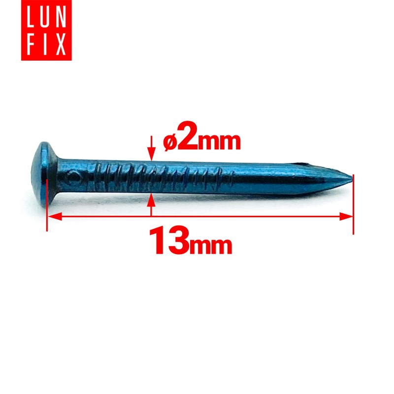 Gwoździe utwardzane 2x13mm niebieszczone 100szt.