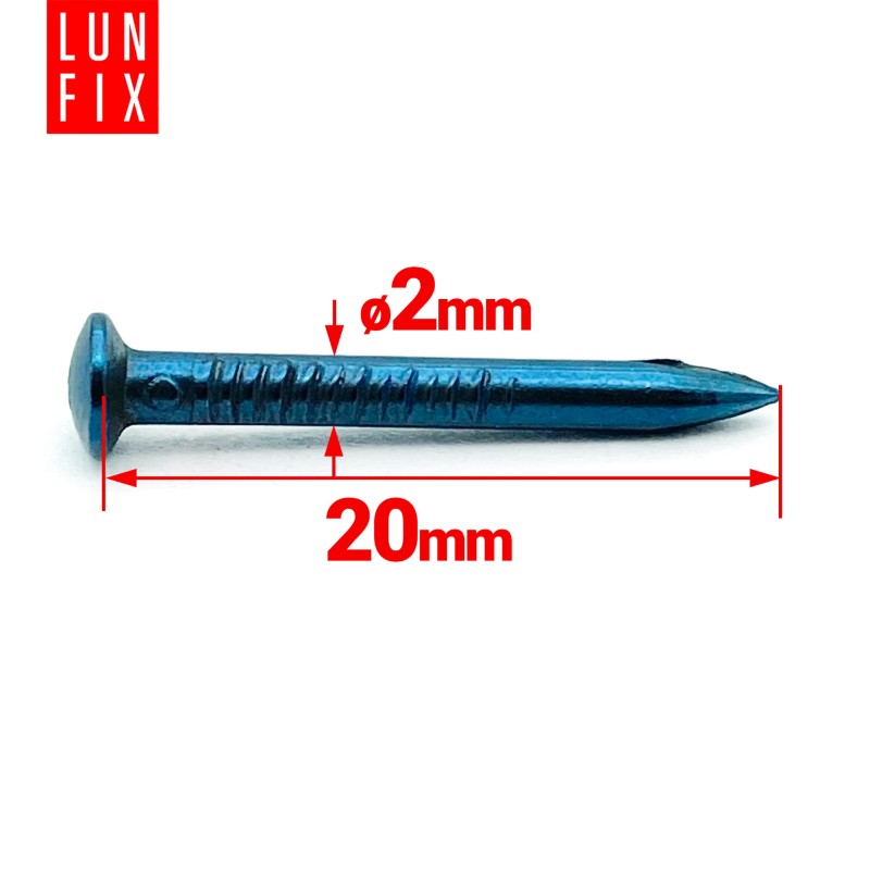Gwoździe utwardzane 2x20mm niebieszczone 100szt.