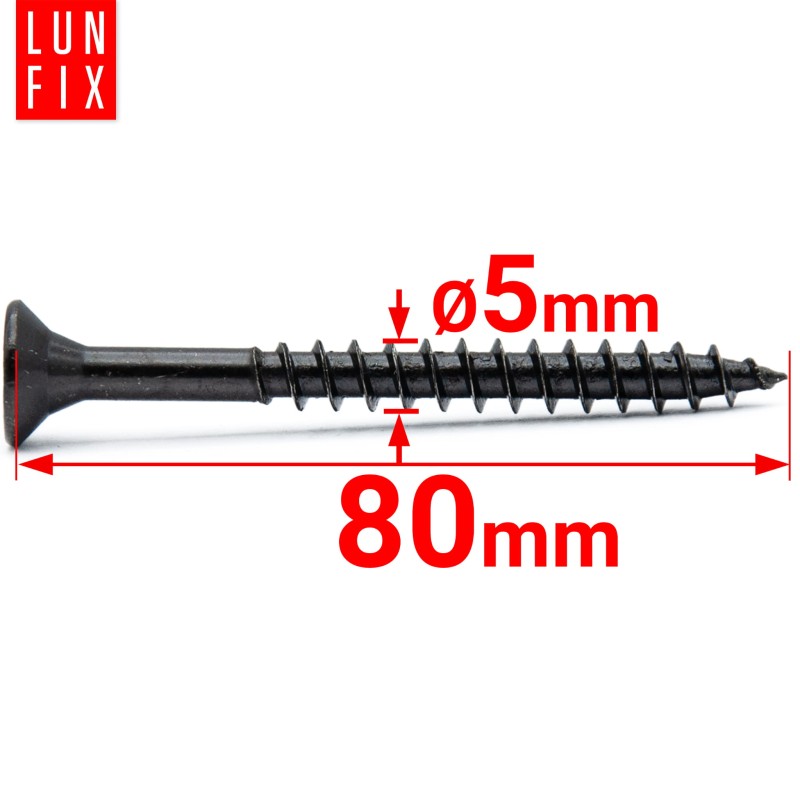 Wkręty uniwersalne 5x80 hartowane ocynkowane na czarno 1kg