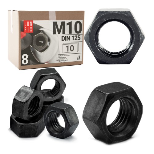 Nakrętka sześciokątna M10 czarny ocynk DIN934 klasa 8 10szt.