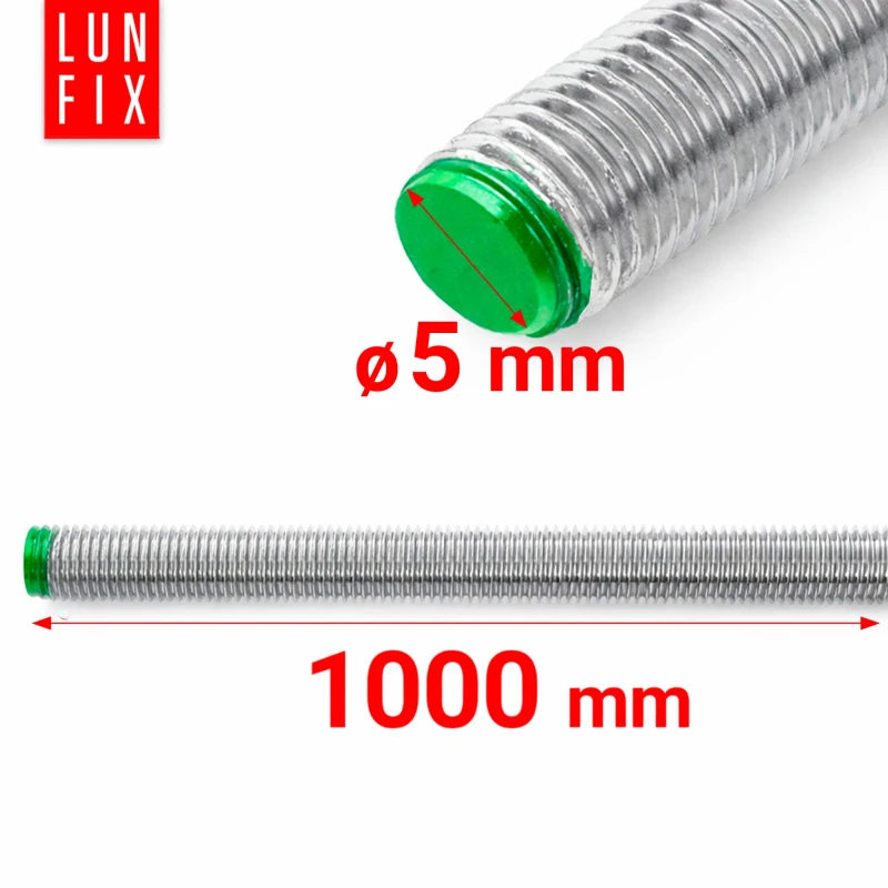 Pręt gwintowany nierdzewny M5x1000 mm stal A2 50szt.