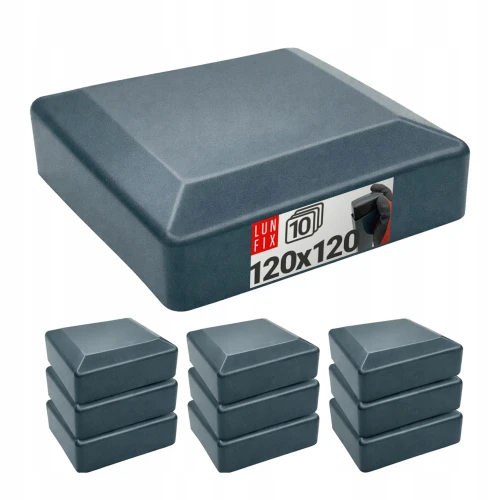 Nasadka zewnętrzna na słupek kwadratowy 120x120 mm, grafitowa – 10 szt.