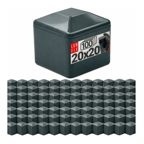 Nasadka zewnętrzna na słupek kwadratowy 20x20 mm, grafitowa – 100 szt.