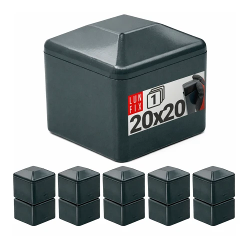 Nasadka zewnętrzna na słupek kwadratowy 20x20 mm, grafitowa – 10 szt.