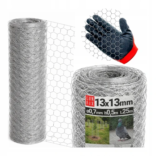 Siatka heksagonalna metalowa 13x13 mm, gr. 0,7 mm, ocynkowana h0,5 5 mb – hodowlana, na woliery, dla kota na balkon, przeciw ptakom
