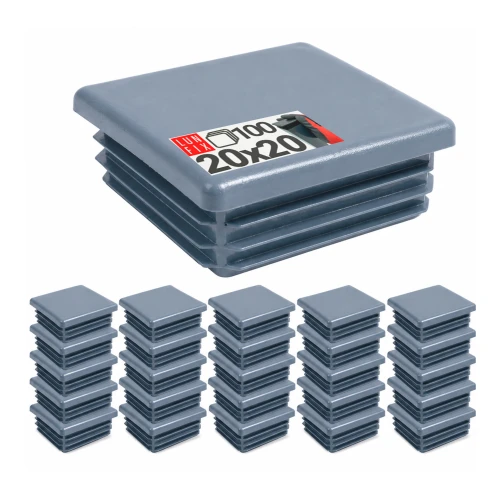 Zaślepka kwadratowa grafit 20x20 mm do słupka ogrodzeniowego 100 szt. - Zatyczki do słupków, korki, wkładki