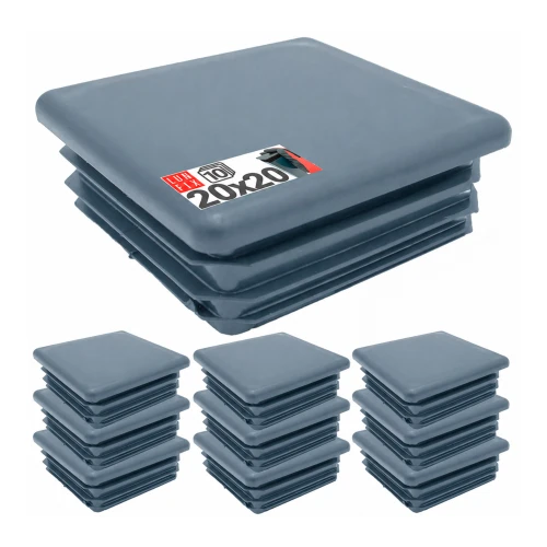 Zaślepka kwadratowa grafit 20x20 mm do słupka ogrodzeniowego 10 szt. - Zatyczki do słupków, korki, wkładki