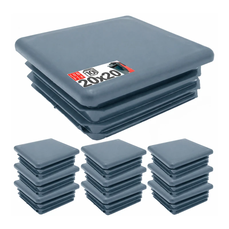 Zaślepka kwadratowa grafit 20x20 mm do słupka ogrodzeniowego 10 szt. - Zatyczki do słupków, korki, wkładki