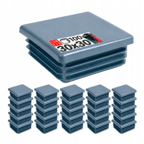 Zaślepka kwadratowa grafit 30x30 mm do słupka ogrodzeniowego 100 szt. - Zatyczki do słupków, korki, wkładki