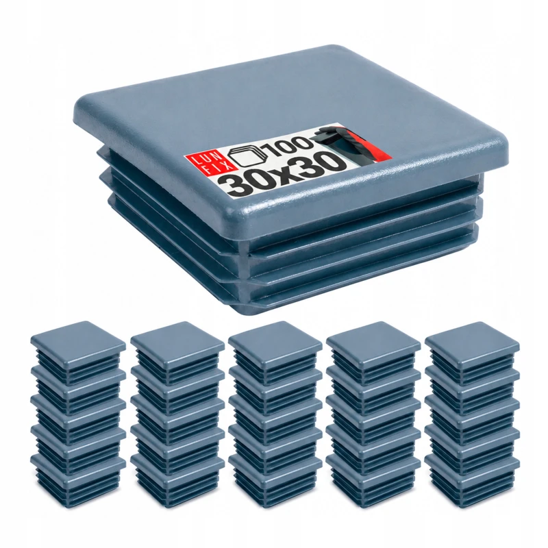 Zaślepka kwadratowa grafit 30x30 mm do słupka ogrodzeniowego 100 szt. - Zatyczki do słupków, korki, wkładki