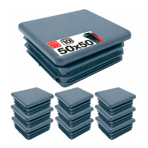 Zaślepka kwadratowa grafit 50x50 mm do słupka ogrodzeniowego 10 szt. - Zatyczki do słupków, korki, wkładki