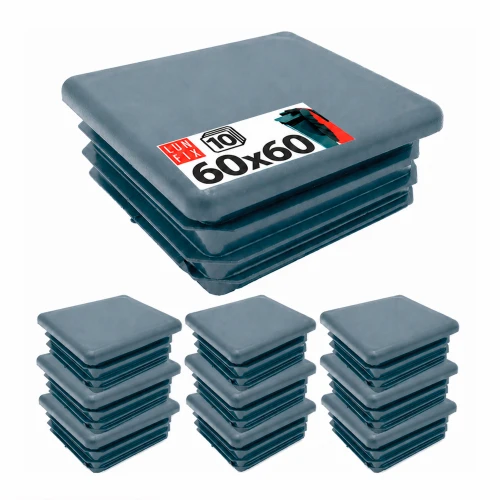 Zaślepka kwadratowa grafit 60x60 mm do słupka ogrodzeniowego 10 szt. - Zatyczki do słupków, korki, wkładki
