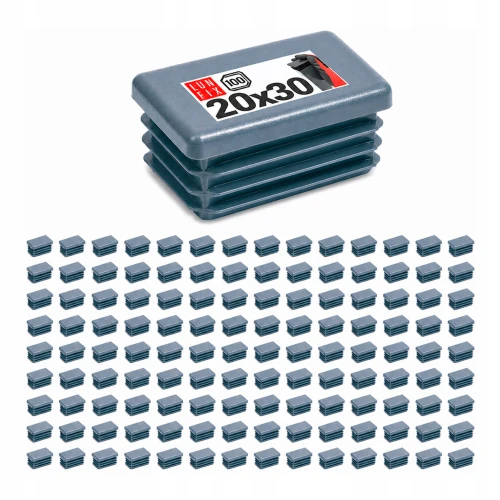 Zaślepka prostokątna grafit 20x30 mm do słupka ogrodzeniowego 100 szt. - Zatyczki do słupków, korki, wkładki