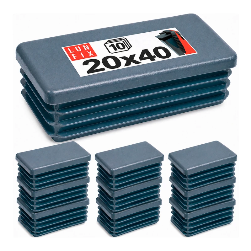 Zaślepka prostokątna grafit 20x40 mm do słupka ogrodzeniowego 10 szt. - Zatyczki do słupków, korki, wkładki