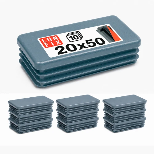 Zaślepka prostokątna grafit 20x50 mm do słupka ogrodzeniowego 10 szt. - Zatyczki do słupków, korki, wkładki