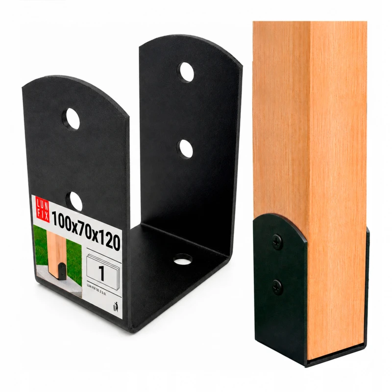 Podstawa słupa typu U 100x70x120x2,5 mm czarna PSOL – 1 szt.