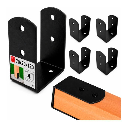 Podstawa słupa typu U 70x70x120x2,5 mm czarna PSOL – 4 szt.