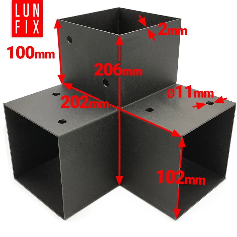Łącznik belki czarny Y 100x100 mm i wkręty 8x40 mm czarne - zestaw montażowy