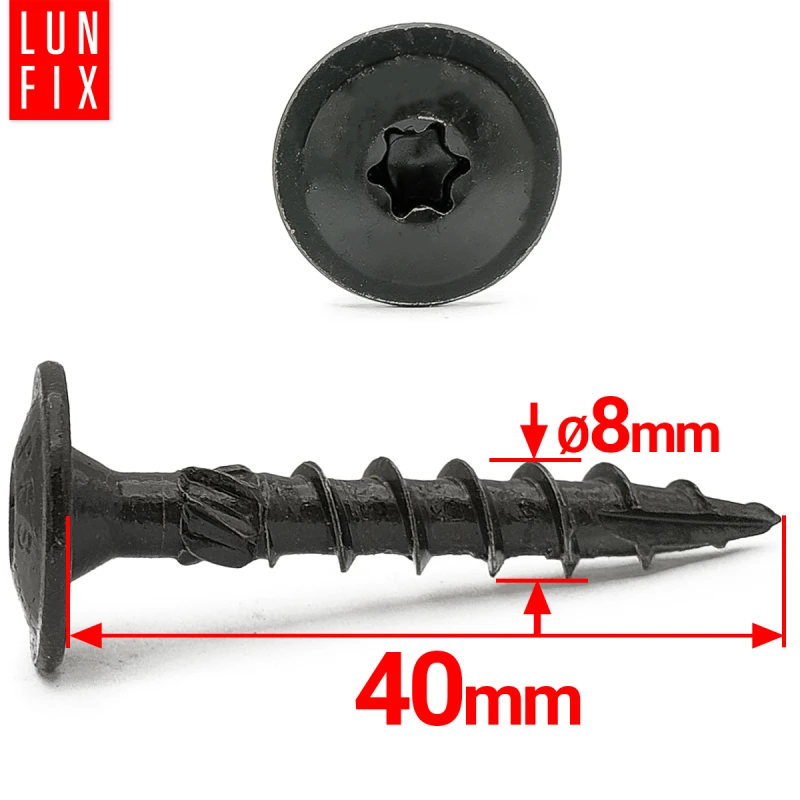 Łącznik belki czarny Y 100x100 mm i wkręty 8x40 mm czarne - zestaw montażowy