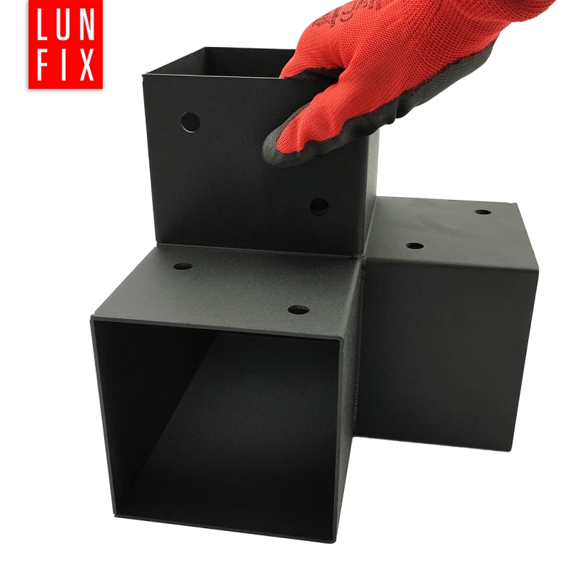 Łącznik belki czarny Y 100x100 mm i wkręty 8x40 mm czarne - zestaw montażowy