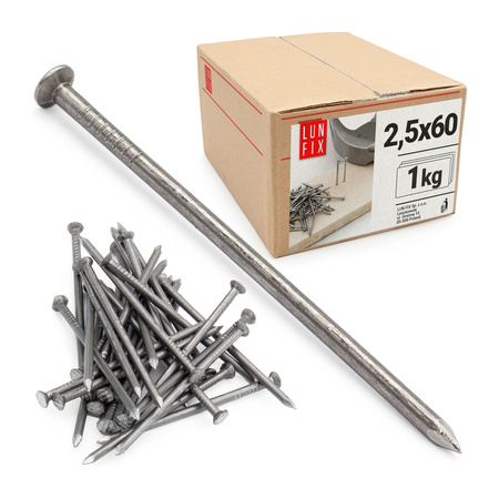 Gwoździe budowlane 2,5x60 mm 2,5" czarne 1kg